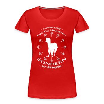 Wandern Spruch Wanderung Alpaka Team - Frauen Premium Bio T-Shirt - Navy - Vorne - Mia (176cm)