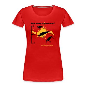 T-shirt How deep is your lure - T-shirt bio Premium Femme - bleu marine - Devant - Mia (176cm)