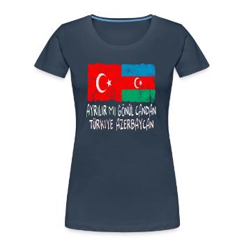 Türkiye Azerbaycan - Frauen Premium Bio T-Shirt - Navy - Vorne - Mia (176cm)