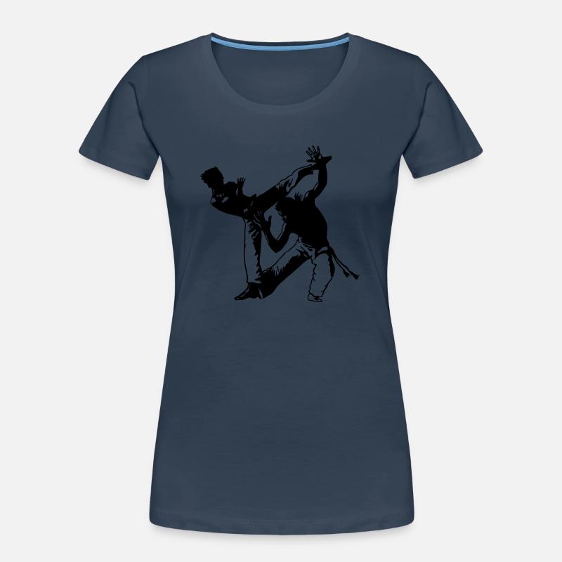 Capoeira Duo (b) - T-shirt bio Premium Femme - bleu marine