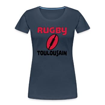 Rugby toulousain - Frauen Premium Bio T-Shirt - Navy - Vorne - Mia (176cm)