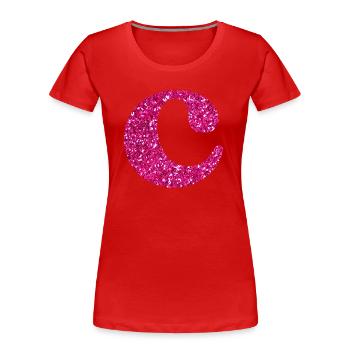 Letter c pink glitter - Women's Premium Organic T-Shirt - navy - Front - Mia (176cm)