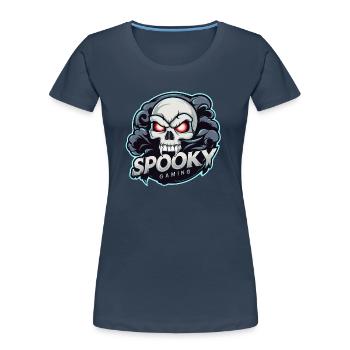 spooky gaming - crane squelette jeu video - T-shirt bio Premium Femme - bleu marine - Devant - Mia (176cm)