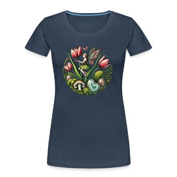 Frühling Tulpen Fee - Frauen Premium Bio T-Shirt - Navy - Vorne - Mia (176cm)