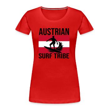 Austrian Surf Tribe Surfshirt - Frauen Premium Bio T-Shirt - Navy - Vorne - Mia (176cm)
