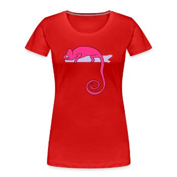 Lustiges Chameleon (b) - Frauen Premium Bio T-Shirt - Navy - Vorne - Mia (176cm)