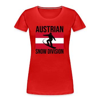 Austrian Snow Division Snowboard Tee - Frauen Premium Bio T-Shirt - Navy - Vorne - Mia (176cm)