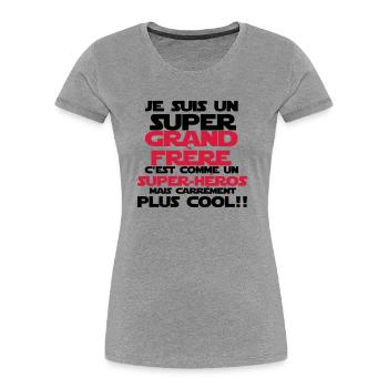 c'est comme un super-héros(grand frère)nouveau - T-shirt bio Premium Femme - bleu marine - Devant - Mia (176cm)