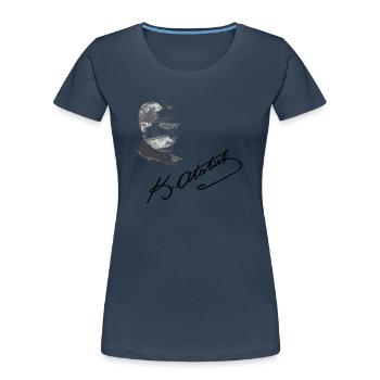 MUSTAFA KEMAL ATATÜRK - Frauen Premium Bio T-Shirt - Navy - Vorne - Mia (176cm)