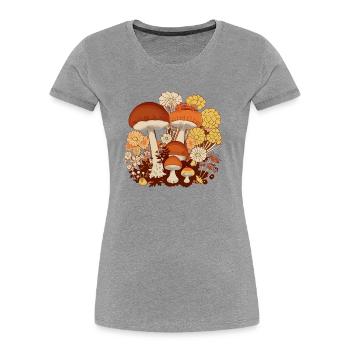 Fleurs et champignons n°5 - T-shirt bio Premium Femme - bleu marine - Devant - Mia (176cm)