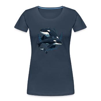 Orca Whale Killer Whale Killer Whale Family - Women's Premium Organic T-Shirt - navy - Front - Mia (176cm)