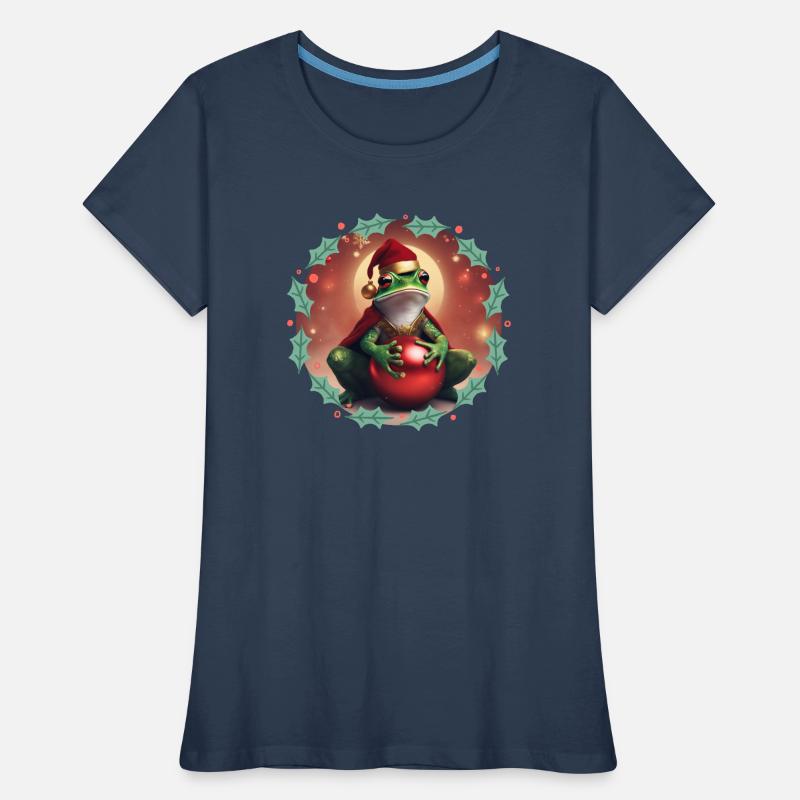 Frosch mit Weihnachtskugel 2 Frauen Premium Bio T-Shirt