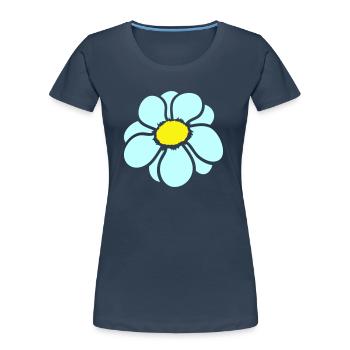 Petite Fleur Marguerite Blanche Décorative Belle Nature - T-shirt bio Premium Femme - bleu marine - Devant - Mia (176cm)