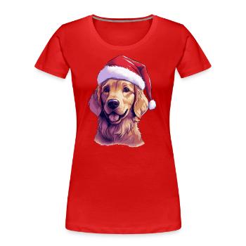 Chien Golden Retriever de Noël - T-shirt bio Premium Femme - bleu marine - Devant - Mia (176cm)