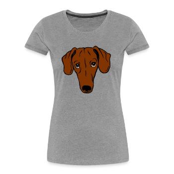 Teckel, cheveux courts - T-shirt bio Premium Femme - bleu marine - Devant - Mia (176cm)