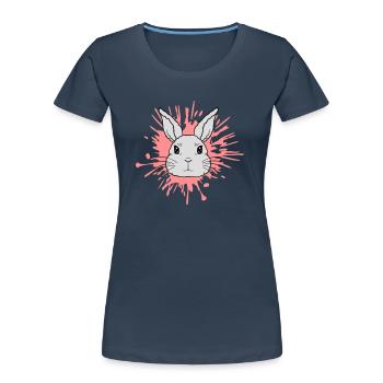 Éclaboussures de couleur gouttes lapin éclaboussures - T-shirt bio Premium Femme - bleu marine - Devant - Mia (176cm)