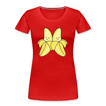 Bande dessinée Bananes - T-shirt bio Premium Femme - bleu marine - Devant - Mia (176cm)