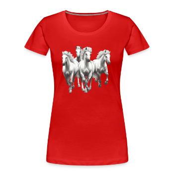 Pferde - Frauen Premium Bio T-Shirt - Navy - Vorne - Mia (176cm)