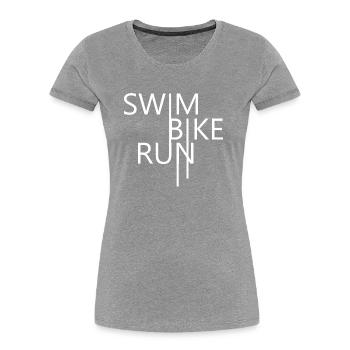 Triathlon Natation Bike Run - T-shirt bio Premium Femme - bleu marine - Devant - Mia (176cm)