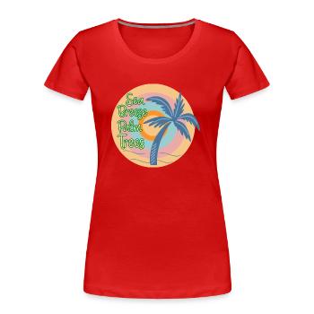 Sea breeze palm tress - Women's Premium Organic T-Shirt - navy - Front - Mia (176cm)