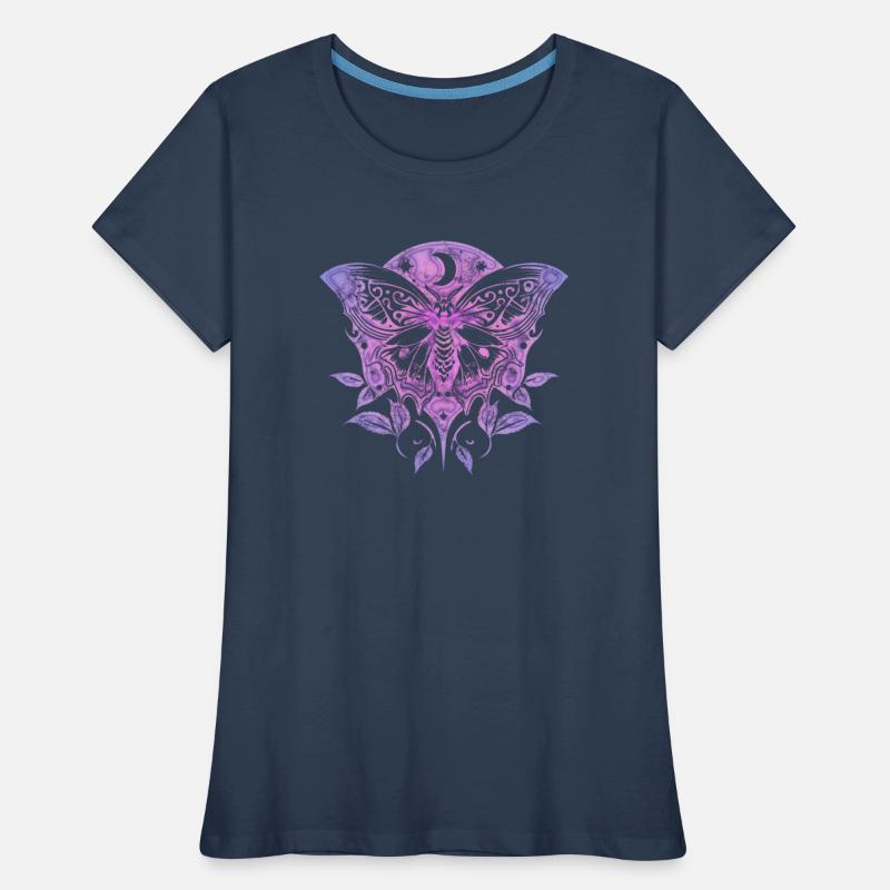 Moth, Moth, Moon, Vines, Gothic, Wicca Women's Premium Organic T-Shirt