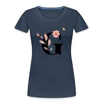 Letter g wildflowers watercolors - Women's Premium Organic T-Shirt - navy - Front - Mia (176cm)