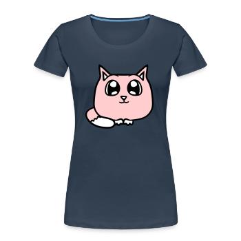 chat mignon a l’air heureux souriant chaton amusant - T-shirt bio Premium Femme - bleu marine - Devant - Mia (176cm)