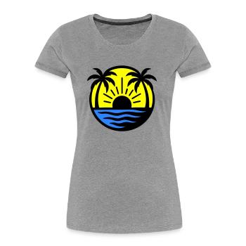 Palmen Strand Sonnenuntergang - Frauen Premium Bio T-Shirt - Navy - Vorne - Mia (176cm)