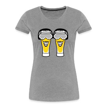 2 Party Bier Freunde Alkohol Glas Saufen Trinken - Frauen Premium Bio T-Shirt - Navy - Vorne - Mia (176cm)