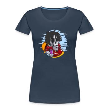crâne de pirate se détendre - T-shirt bio Premium Femme - bleu marine - Devant - Mia (176cm)
