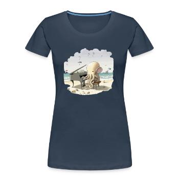 Octo der Oktopus-Pianist - Frauen Premium Bio T-Shirt - Navy - Vorne - Mia (176cm)