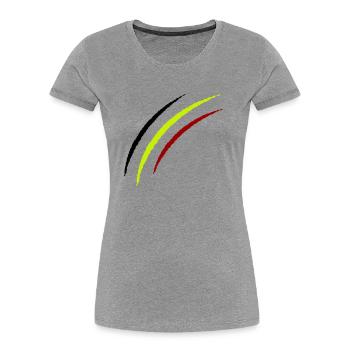 Griffes Belgique - T-shirt bio Premium Femme - bleu marine - Devant - Mia (176cm)