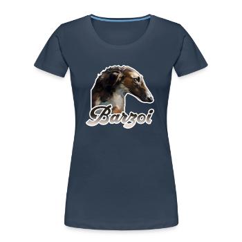 barzoi Barzoï lévrier russe - T-shirt bio Premium Femme - bleu marine - Devant - Mia (176cm)