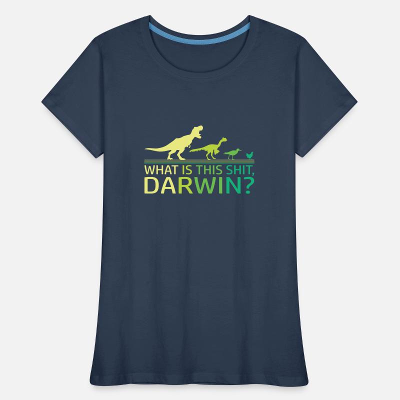 Drôle d’évolution Dino dinosaure Darwin T-Rex T-shirt bio Premium Femme