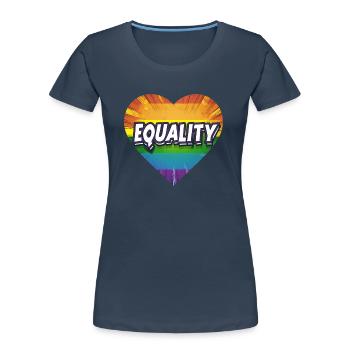 Égalité LGBTQ - T-shirt bio Premium Femme - bleu marine - Devant - Mia (176cm)