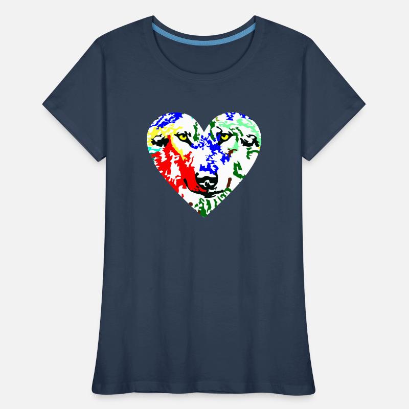 Herz Wolf bunt Frauen Premium Bio T-Shirt