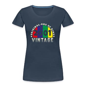 Jahrgang 2001 Retro - Bursdag - Frauen Premium Bio T-Shirt - Navy - Vorne - Mia (176cm)