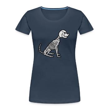 Halloween Skeleton Dog Design - Women's Premium Organic T-Shirt - navy - Front - Mia (176cm)