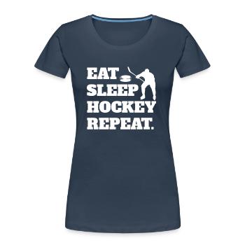 Eishockey Geschenk Wintersport Eishockeyteam - Frauen Premium Bio T-Shirt - Navy - Vorne - Mia (176cm)