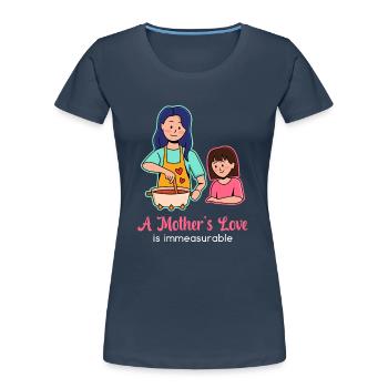 Design d’amour pour la fête des mères - T-shirt bio Premium Femme - bleu marine - Devant - Mia (176cm)