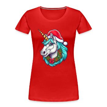 Unicorn for Christmas - Women's Premium Organic T-Shirt - navy - Front - Mia (176cm)