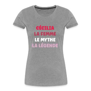 Cécilia la femme le mythe la légende - T-shirt bio Premium Femme - bleu marine - Devant - Mia (176cm)