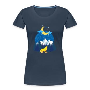 Winter dreams! The Wolf and the Moon - Women's Premium Organic T-Shirt - navy - Front - Mia (176cm)