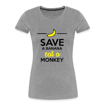 Manger singe et bananes - Enregistrer un singe - T-shirt bio Premium Femme - bleu marine - Devant - Mia (176cm)