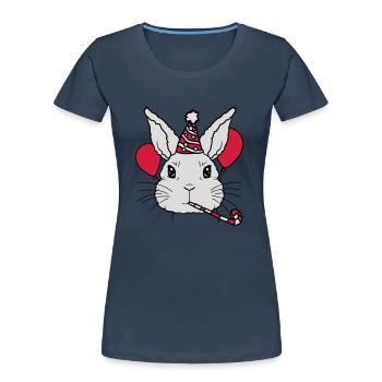 Birthday Child Rabbit Tröte Party Hat - Women's Premium Organic T-Shirt - navy - Front - Mia (176cm)
