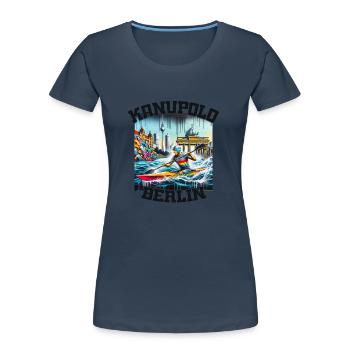 Kanupolo Berlin Graffiti - Frauen Premium Bio T-Shirt - Navy - Vorne - Mia (176cm)