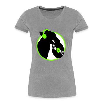 Hund DJ Musik Auflegen Club Disko Schallplatte Fun - Frauen Premium Bio T-Shirt - Navy - Vorne - Mia (176cm)