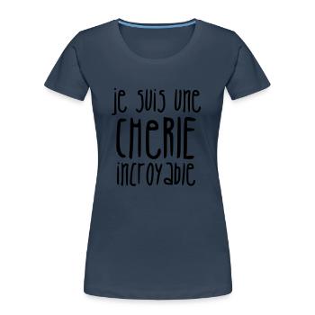 Chéri Love Chérie Amour Femme Mari Valentin - Women's Premium Organic T-Shirt - navy - Front - Mia (176cm)