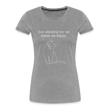 Mon chat me rend heureuse - idée cadeau - T-shirt bio Premium Femme - bleu marine - Devant - Mia (176cm)