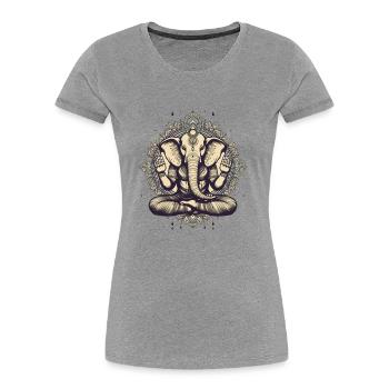Éléphant de yoga - T-shirt bio Premium Femme - bleu marine - Devant - Mia (176cm)